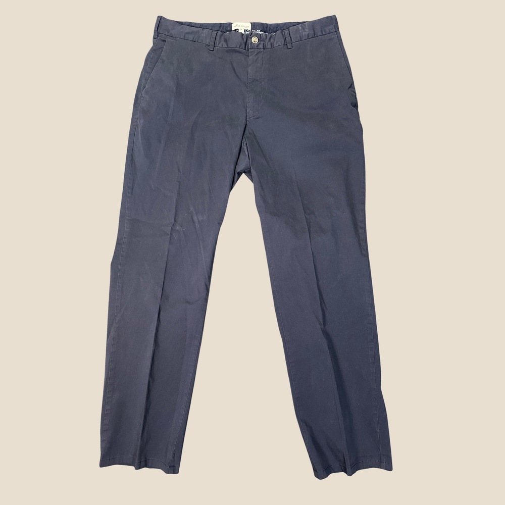 Peter Millar Men's Silk Blend Chino Golf Pants Navy Blue Size 35 (Act. 34x29.5)